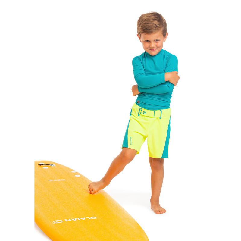 Boardshorts Surfen Jungen 500 gelb/petrol