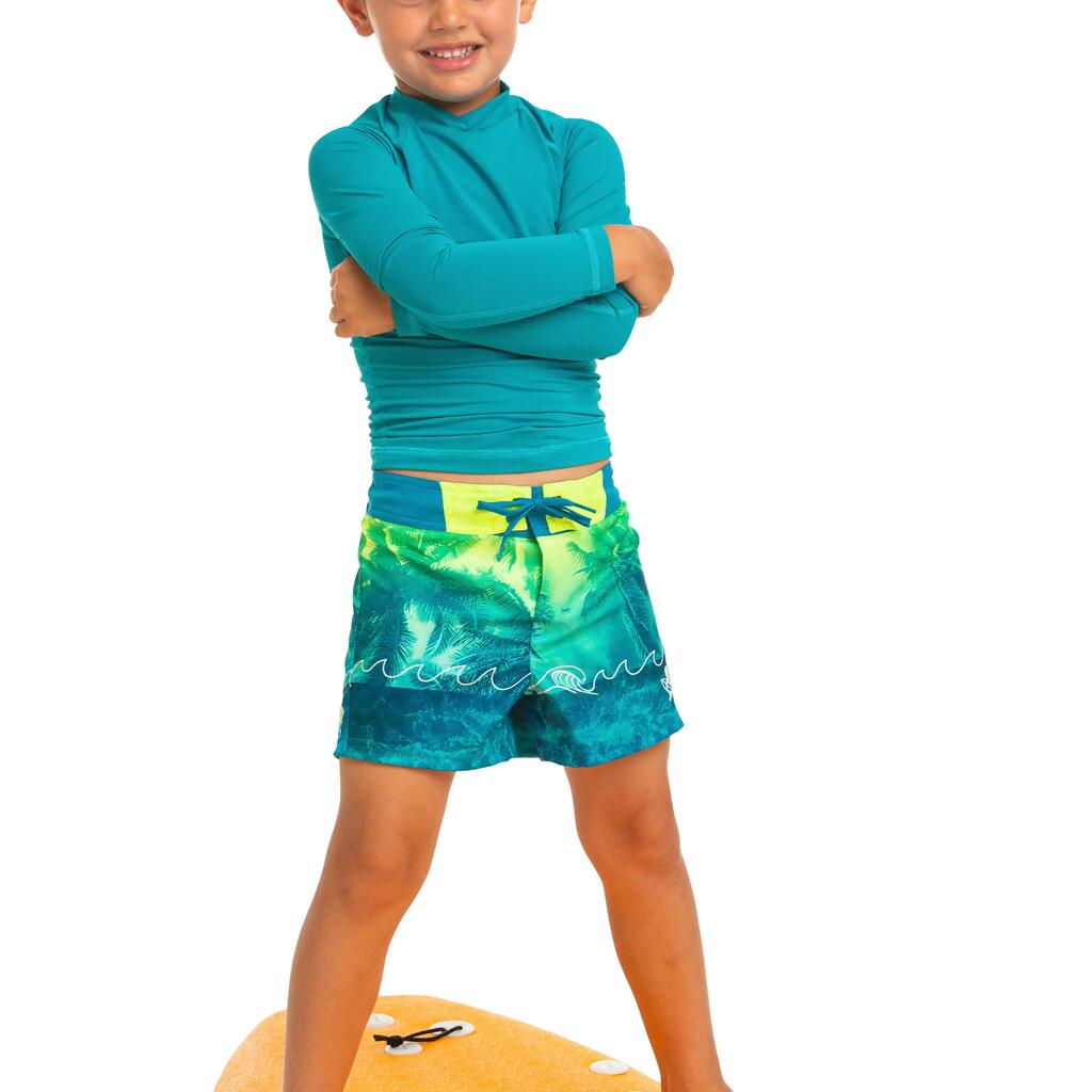 Detské boardové šortky 500 na surf Oya žlté