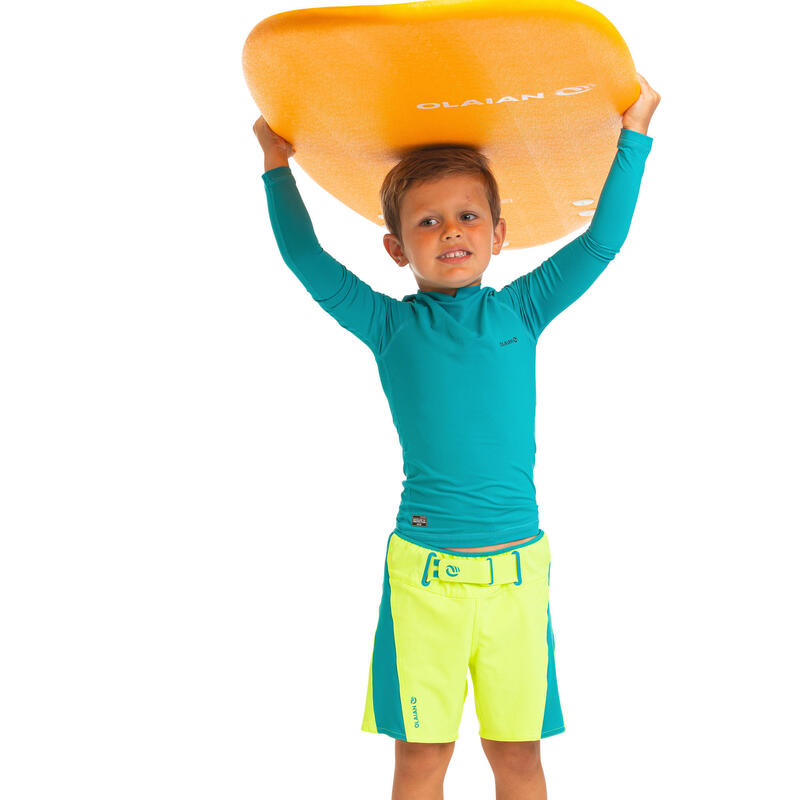 Dětské surfařské kraťasy 500 Kid fluorescenční žluté