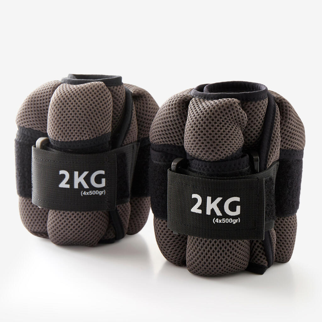 Adjustable Soft Fitness Dumbbells 2 kg Twin-Pack - Grey