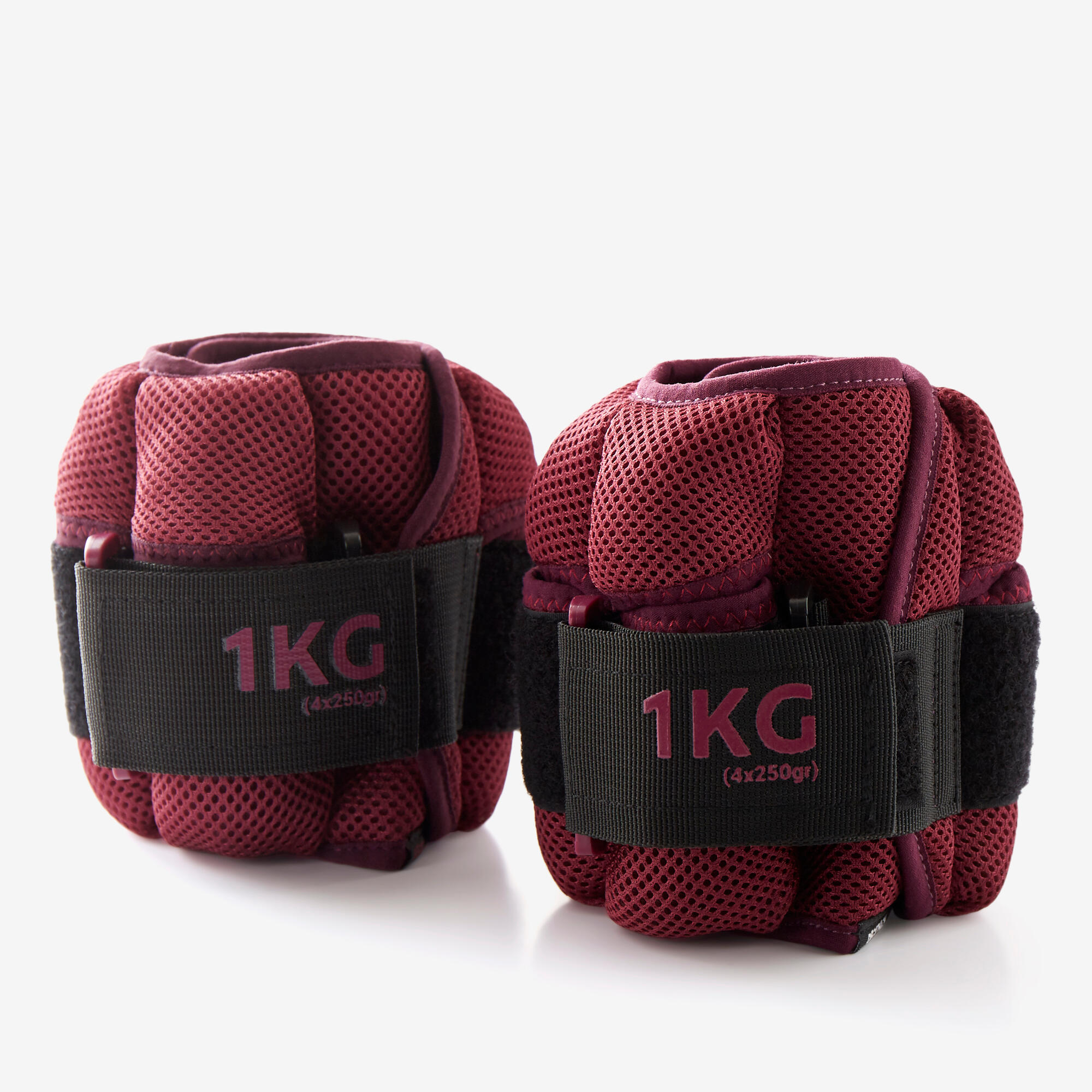 1 kg Adjustable Wrist Ankle Weights Twin Pack Burgundy Decathlon