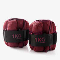 Soft Adjustable Fitness Dumbbells 1 kg Twin-Pack - Burgundy