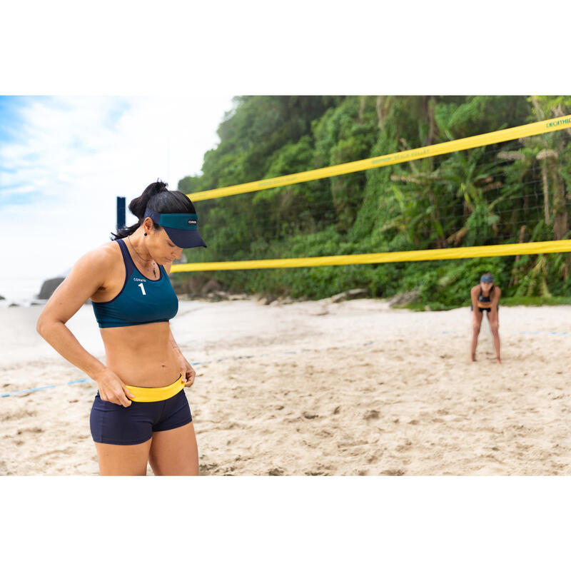 Short beach-volley donna 500 blu-giallo