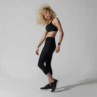 Women's breathable short running leggings Dry+ Feel - black