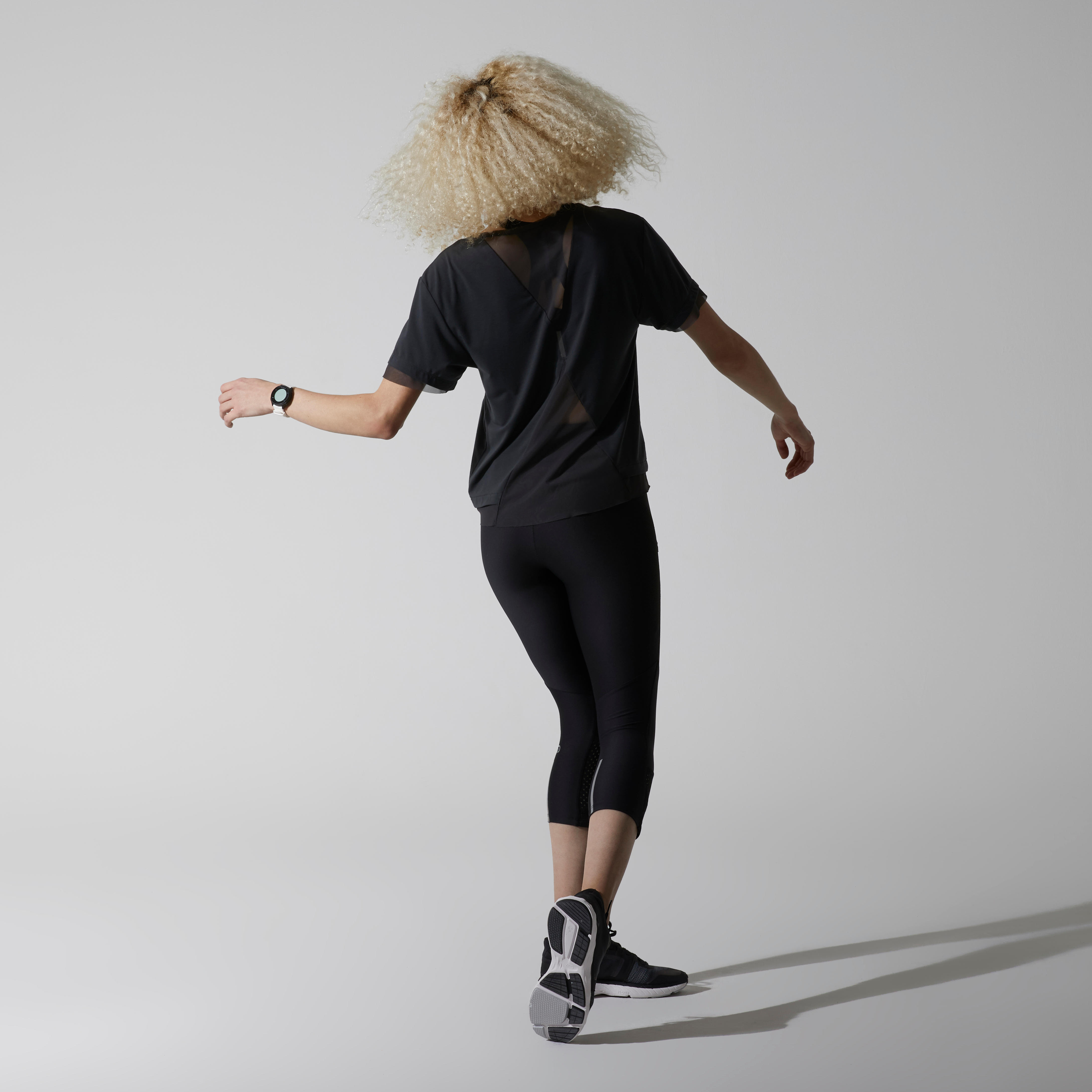 Women's Breathable Short Running Leggings Dry+ Feel – Black - KALENJI