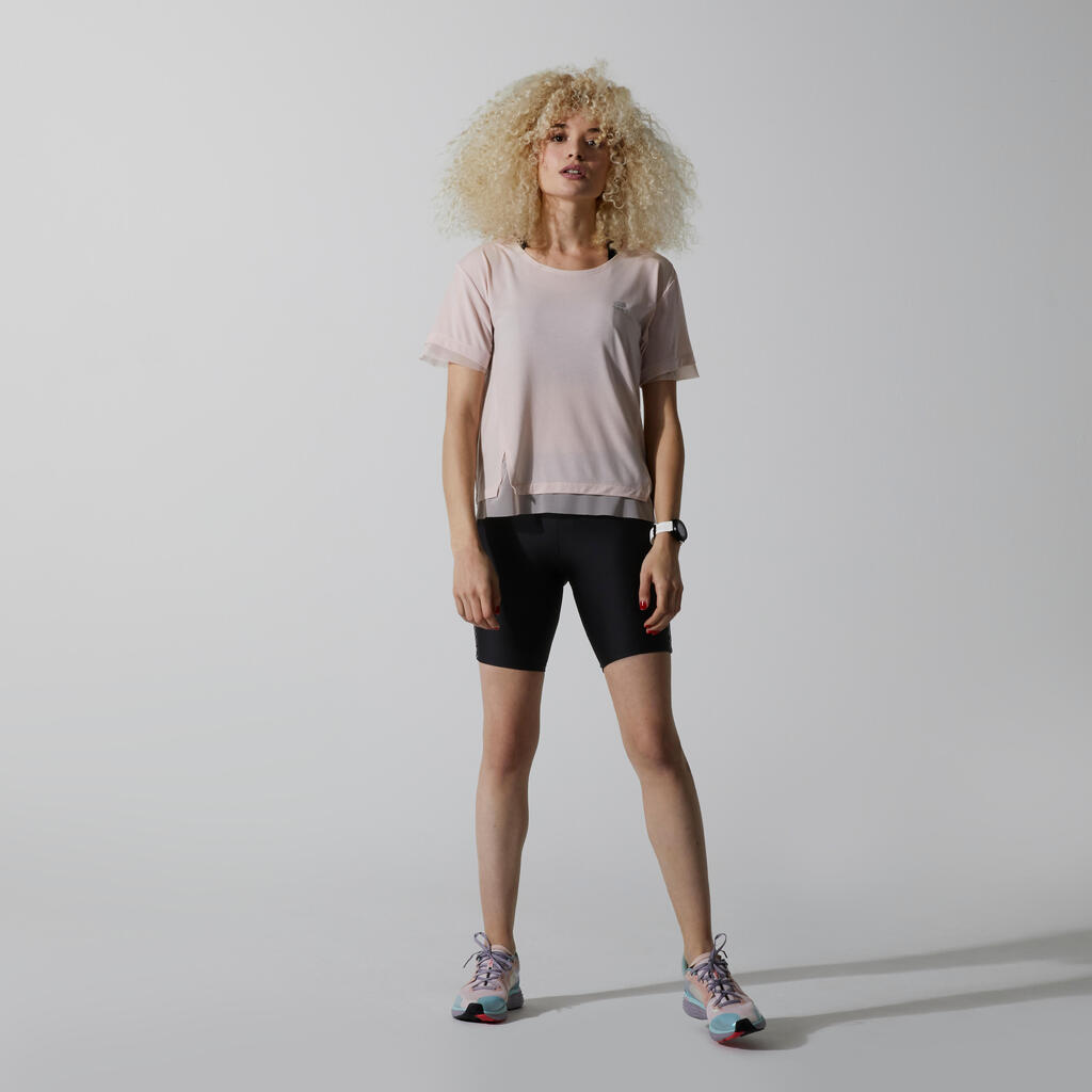 RUN FEEL WOMEN'S JOGGING T-SHIRT - PALE PINK