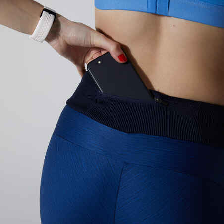 Women's breathable short running leggings Dry+ Feel - blue