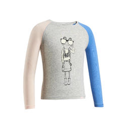 Kids' ANTI-UV hiking long sleeve t-shirt - MH150 KID grey and pink