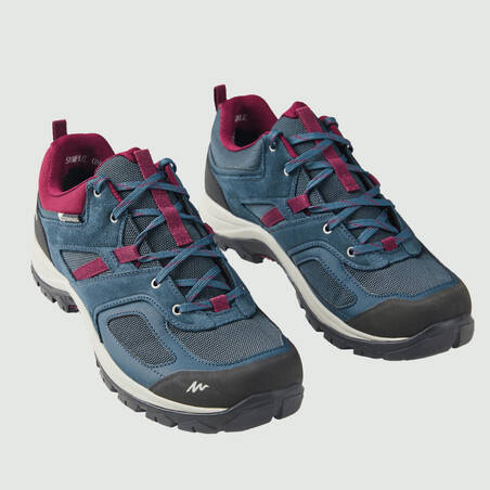 Women’s waterproof mountain walking boots MH100 – Blue/Plum