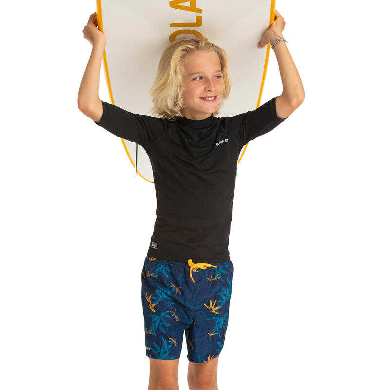 Camiseta protección solar manga corta Niños negro