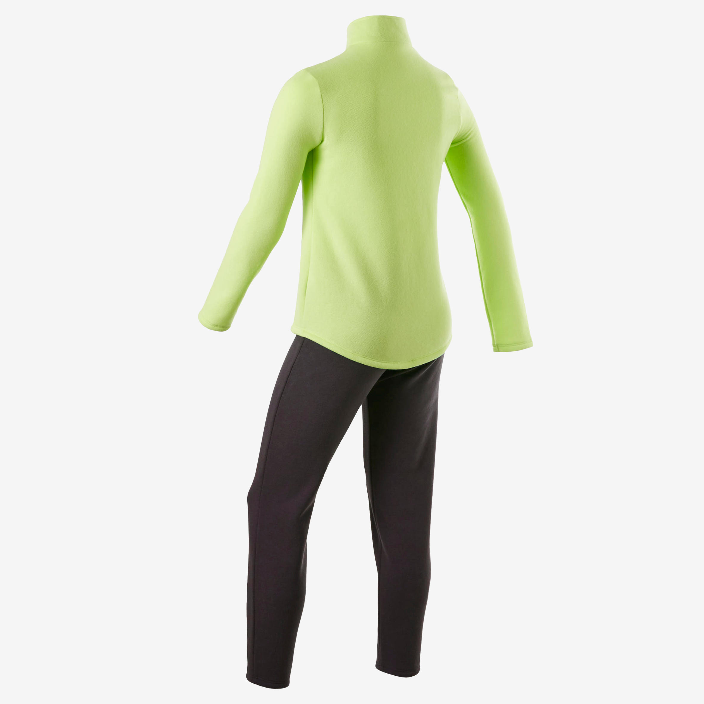 Girls' Warm Zip-Up Gym Tracksuit Warmy 100 - Green Print 3/5