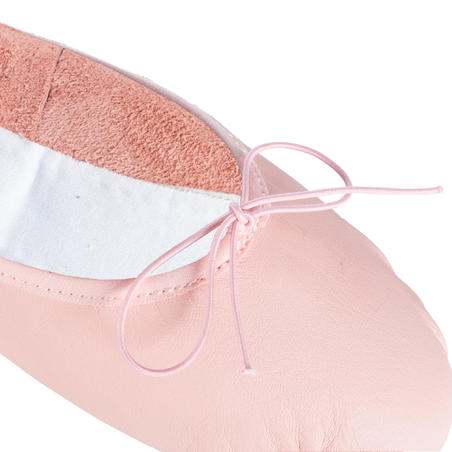 Leather Full Sole Demi-Pointe Shoes with Straps Sizes 7.5C to 6.5 - Pink