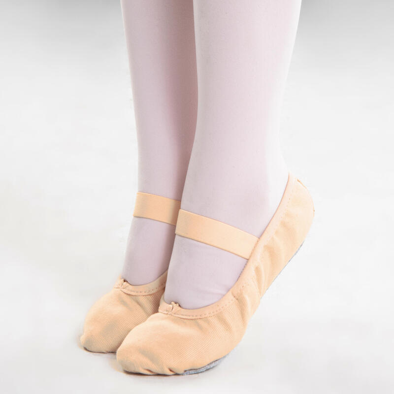 芭蕾舞全底軟足尖帆布鞋，尺寸8C至7 - 蜜桃色