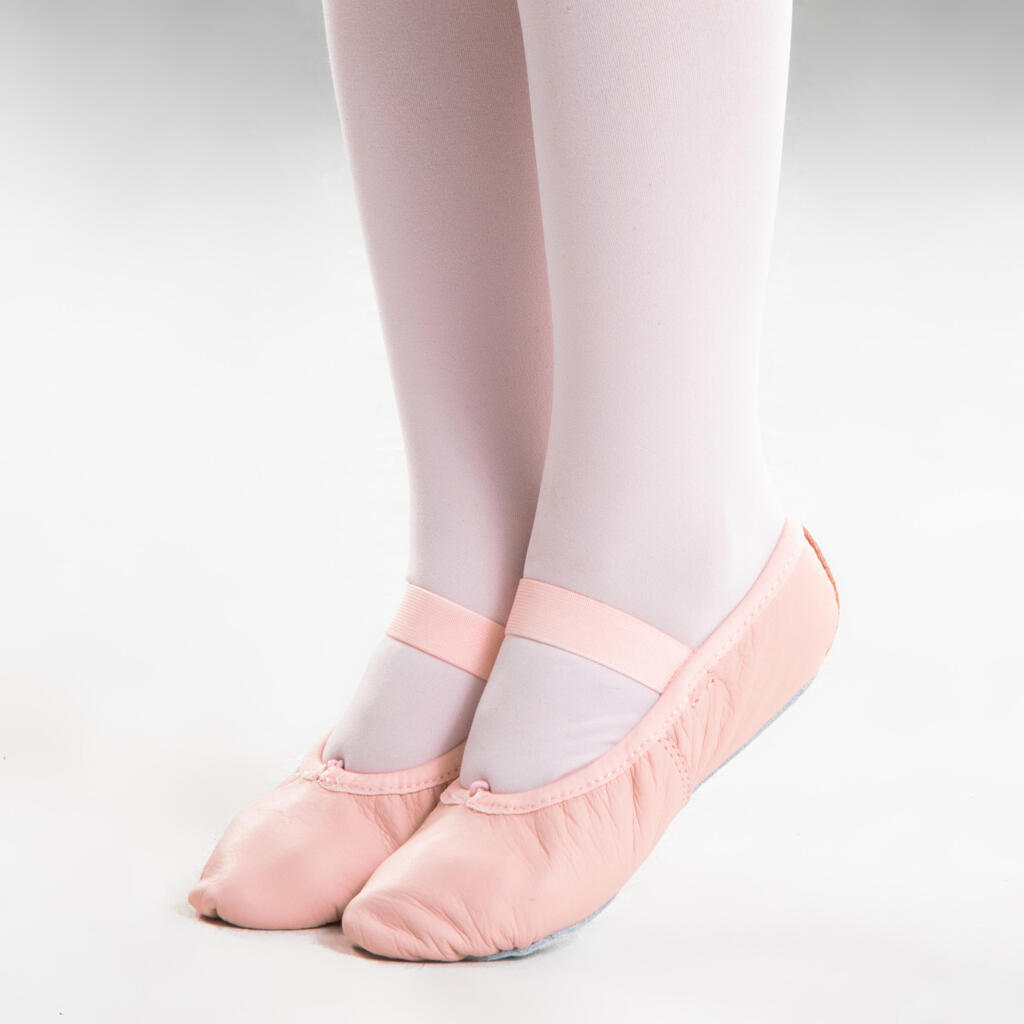 Ballettschuhe Leder Einsteiger durchgehende Sohle - rosa 