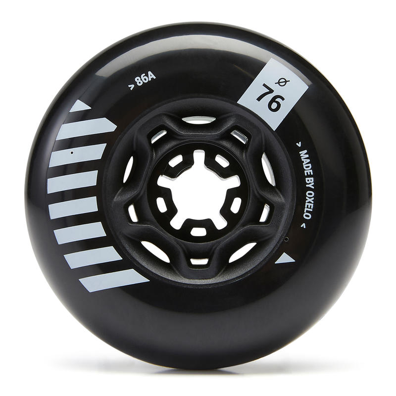 76mm/86A Inline Skating Wheels 4Pack Freeride MF Black Decathlon
