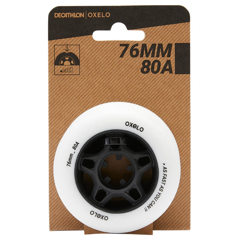 76mm 80A Adult Fitness Inline Skating Wheels 4-Pack Fit - White