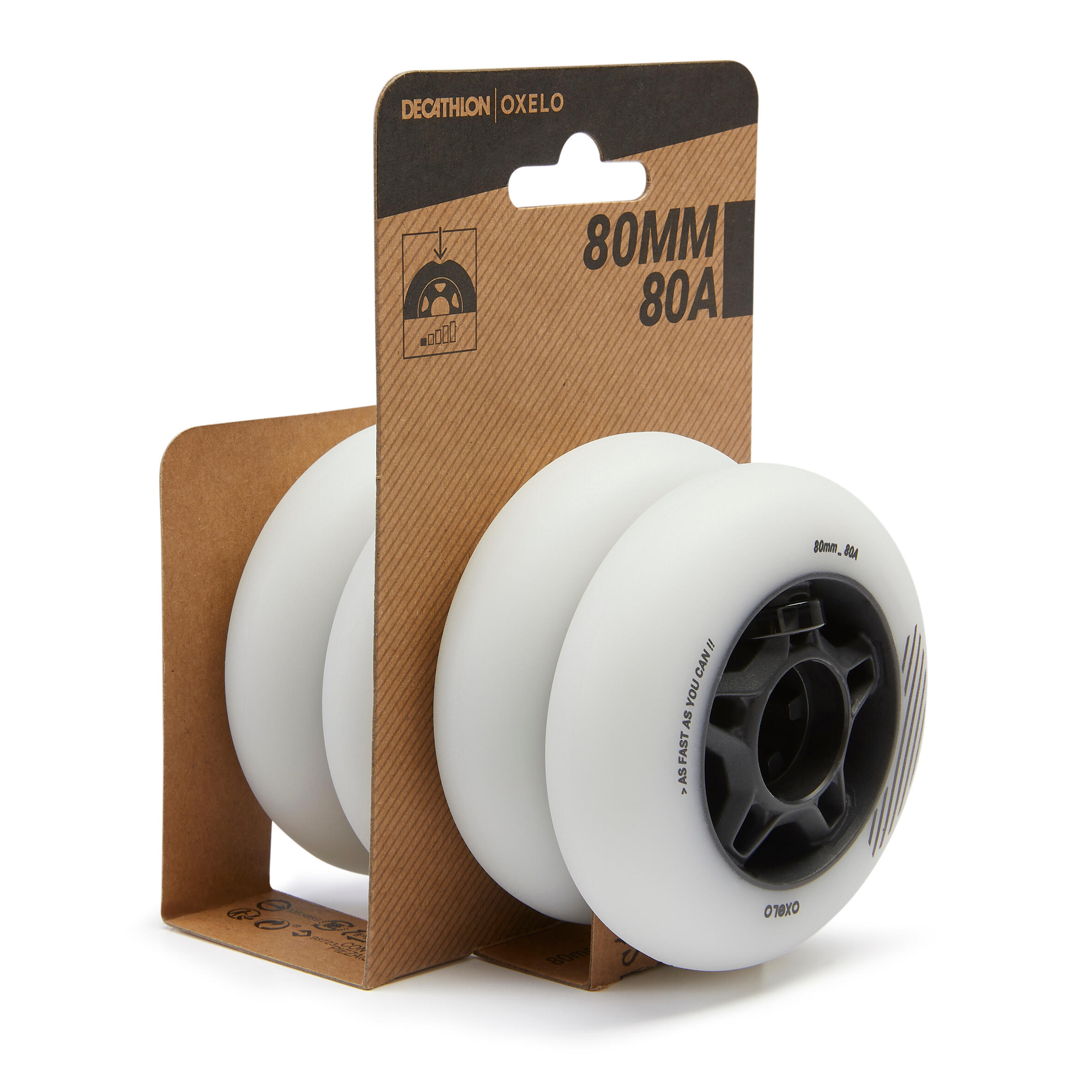 Inline Skating Wheels 4-Pack 80mm 80A - Adults - OXELO