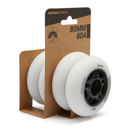 Adult 80mm 80A Fitness Inline Skating Wheels Fit 4-Pack - White