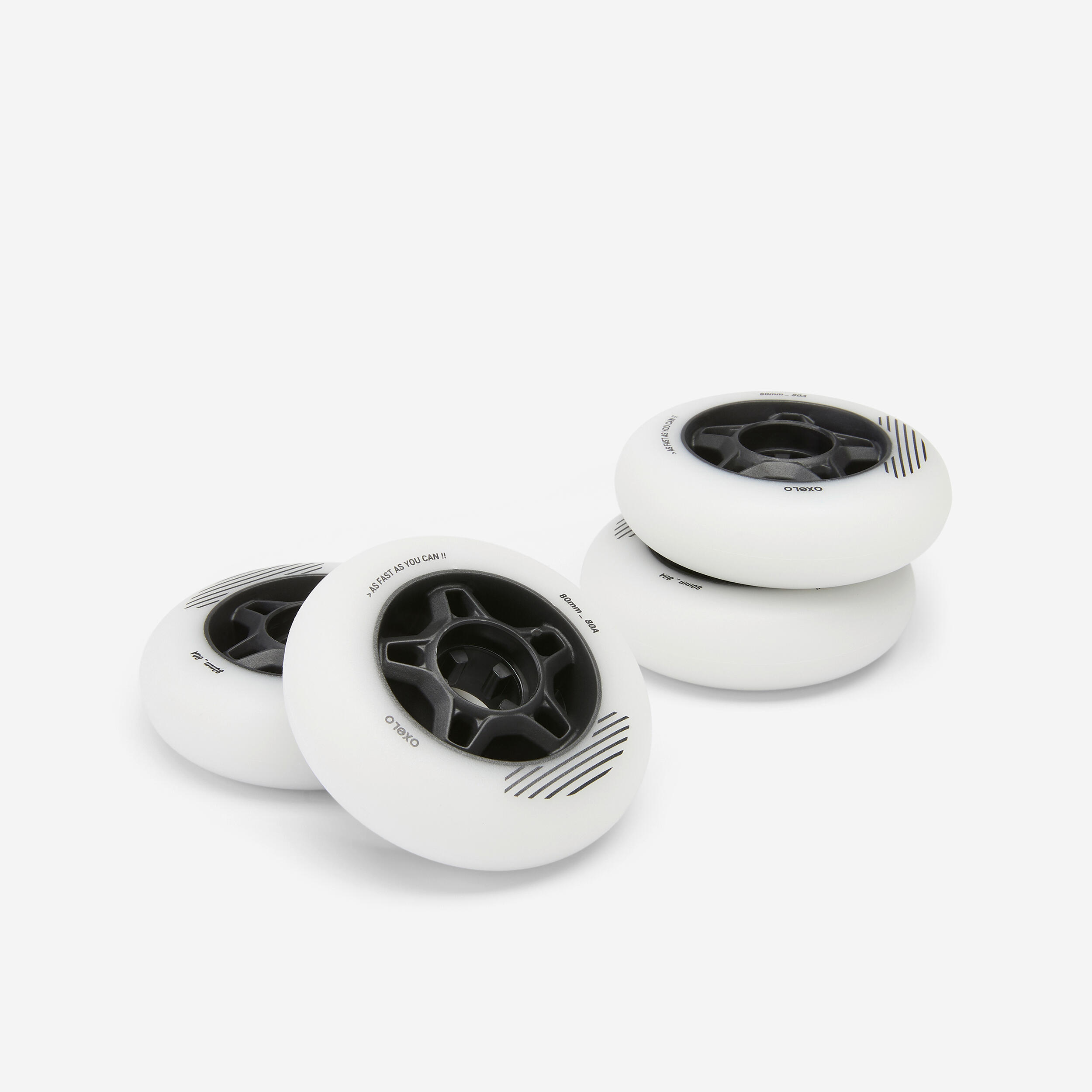 Inline Skating Wheels 4-Pack 80mm 80A - Adults - OXELO