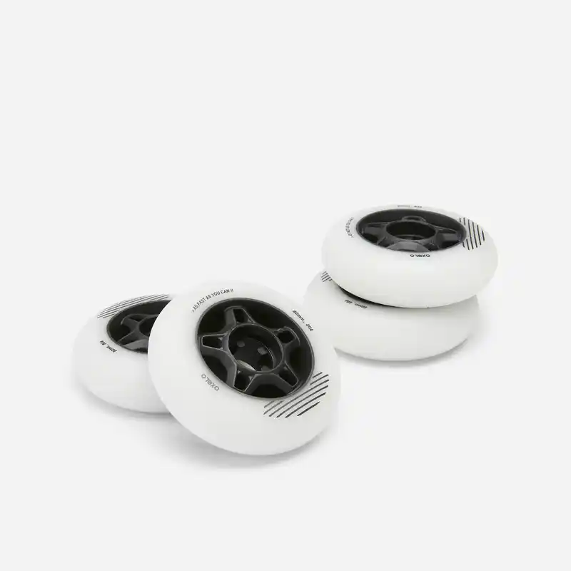 Adult 80mm 80A Fitness Inline Skating Wheels Fit 4-Pack - White