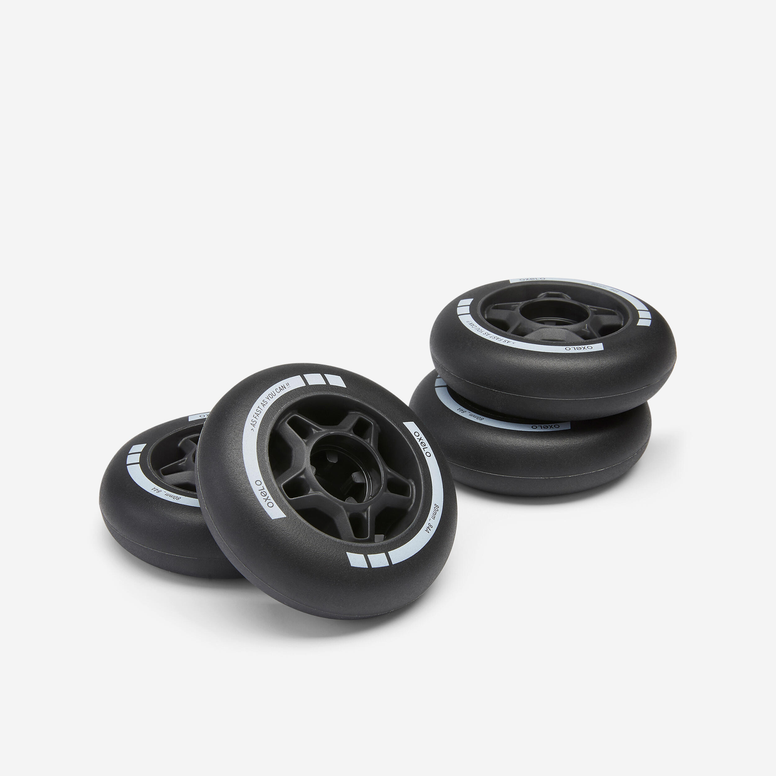 80 mm 84A Inline Fitness Skate Wheels Fit 4-Pack - Black 1/6