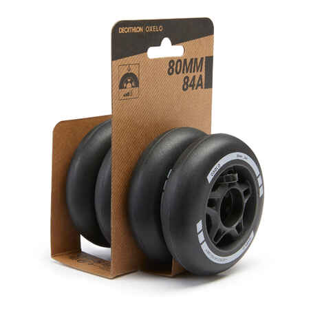 80 mm 84A Inline Fitness Skate Wheels Fit 4-Pack - Black