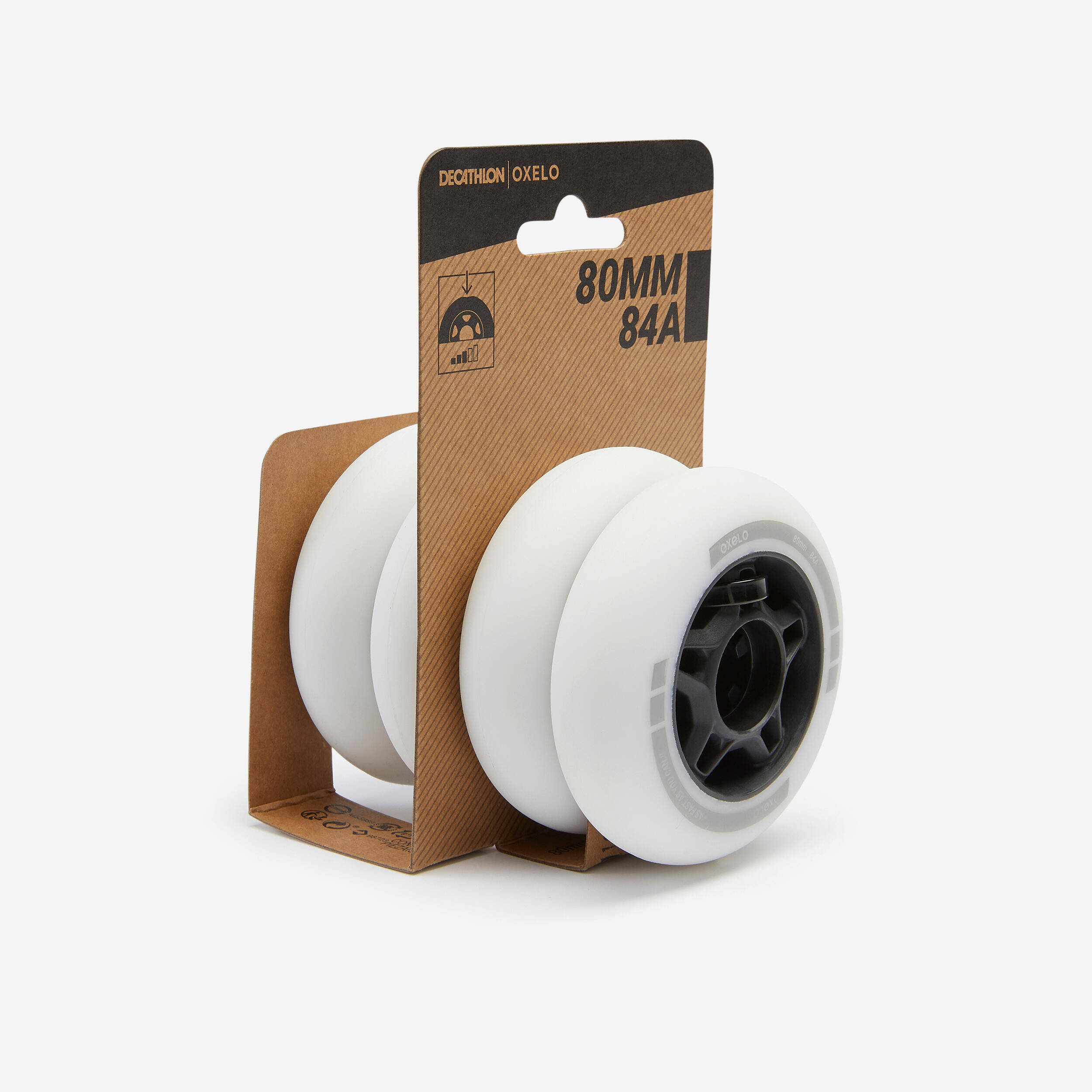 80mm 84A Inline Skating Wheels 4-Pack - White -  1