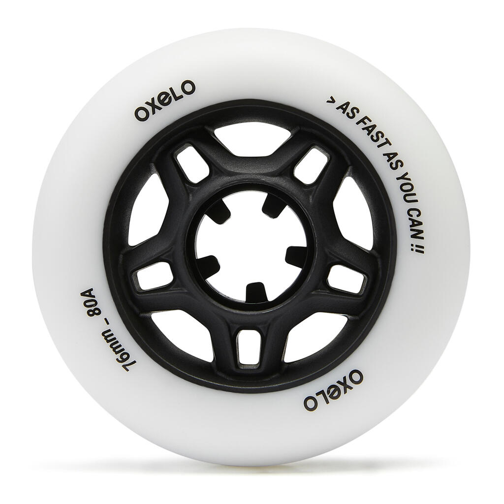 Kit de 4 ruedas para Patín en línea Oxelo Fit tamaño 76mm - 80a blanco