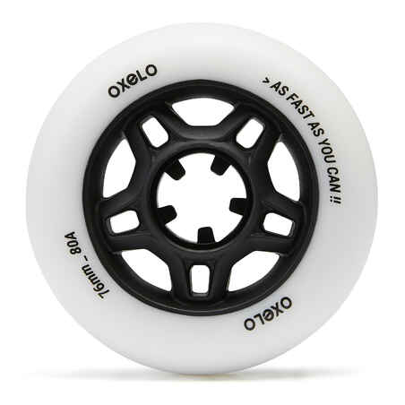 76mm 80A Adult Fitness Inline Skating Wheels 4-Pack Fit - White