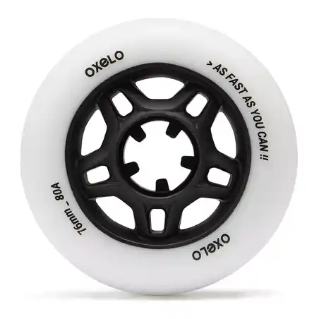 76mm 80A Adult Fitness Inline Skating Wheels 4-Pack Fit - White