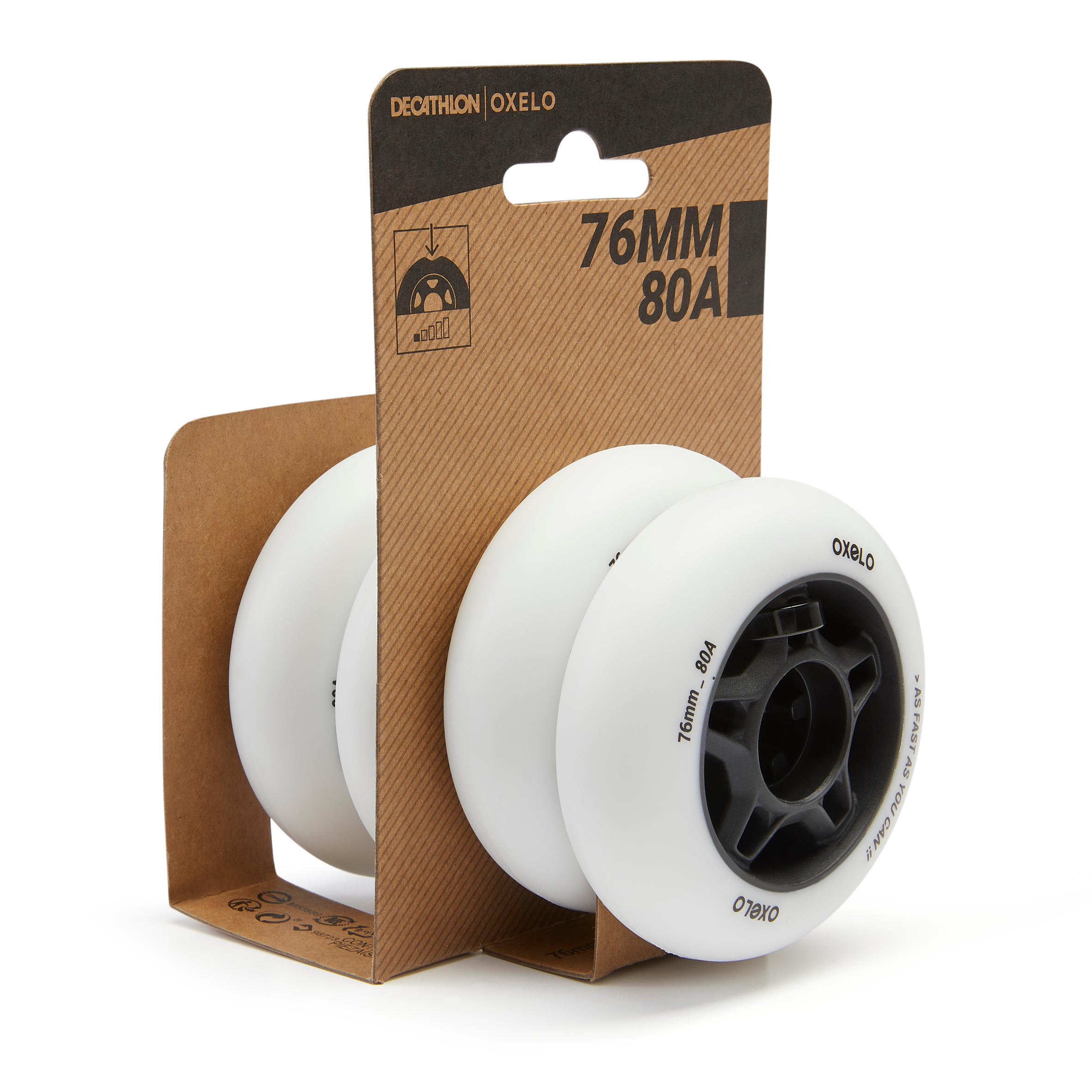 OXELO 4 kolieska na fitness inline korčule Fit 76 mm 80 A biele bez · záber 7