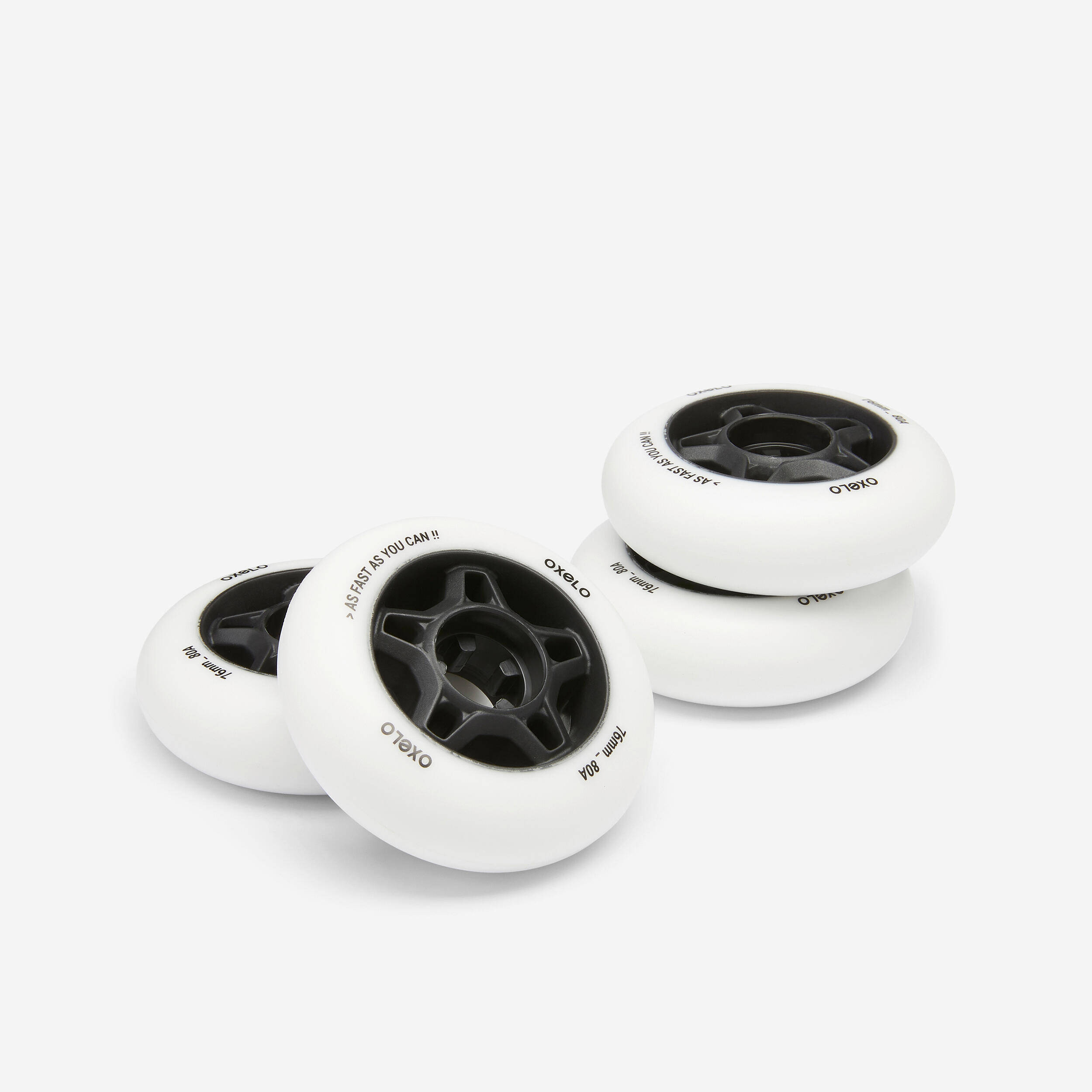 76mm 80A Adult Fitness Inline Skating Wheels 4-Pack Fit - White -  1
