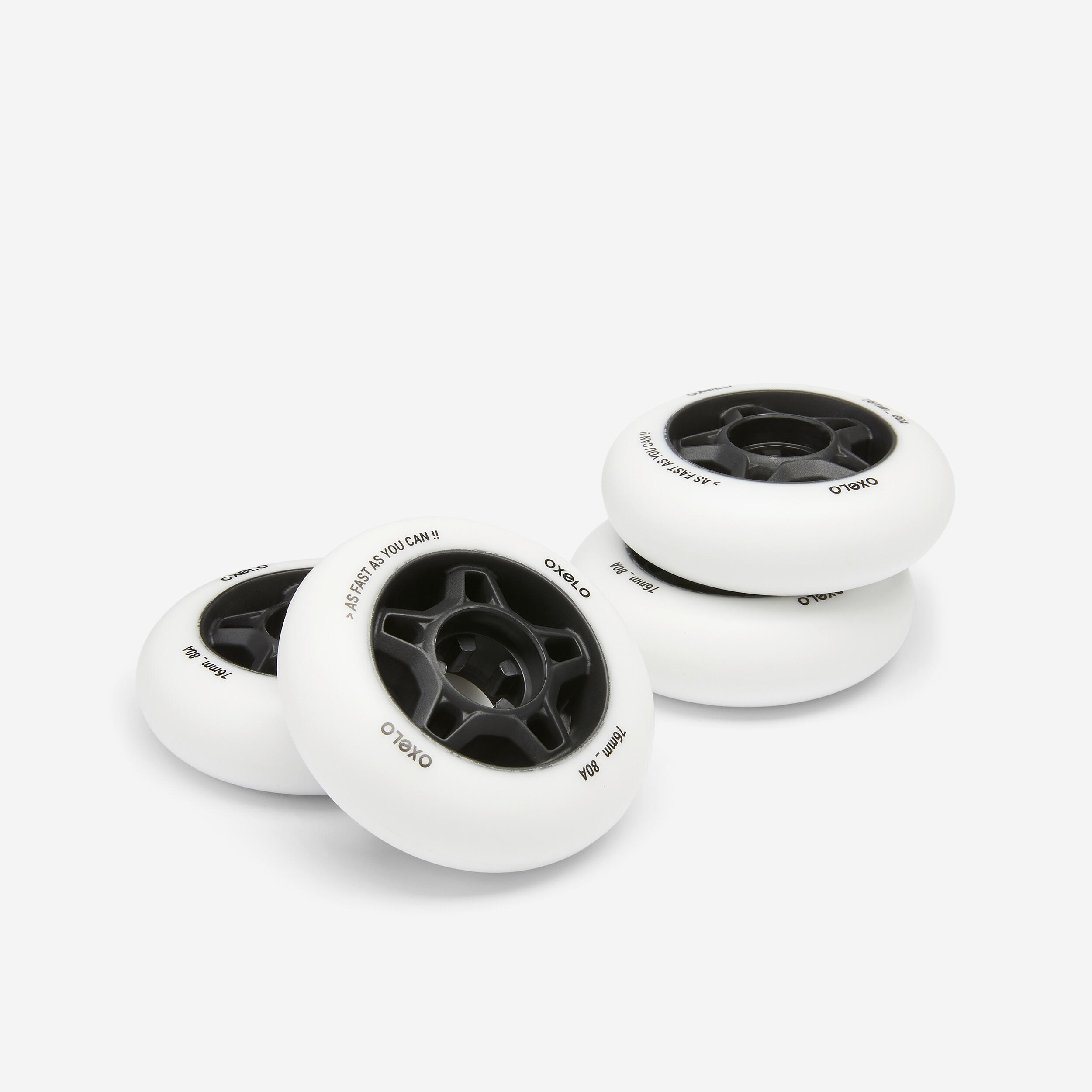 4 FIT 76mm 80A white inline skate wheels for adults