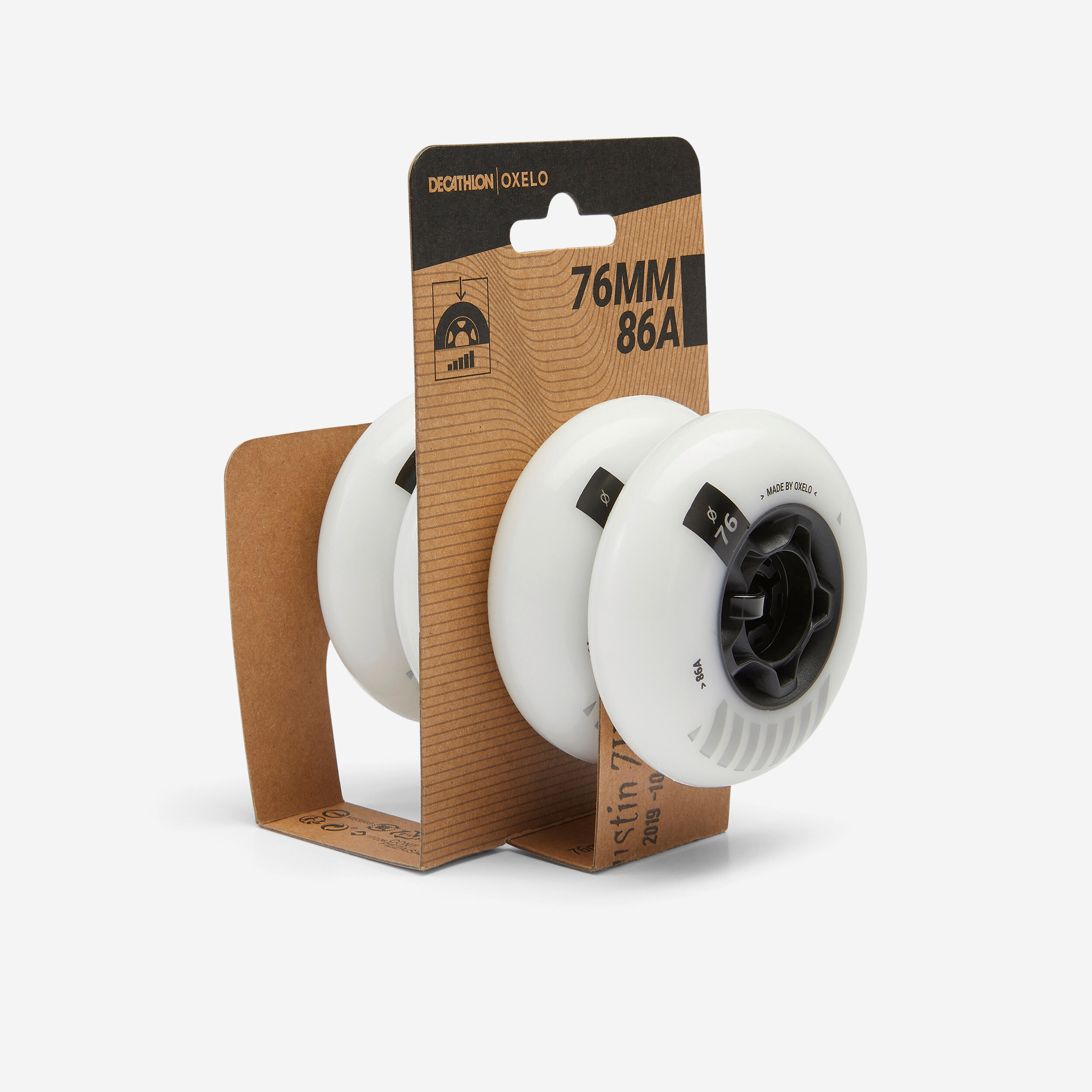 Freeride Inline Skating Wheels 4-Pack 76 mm 86A - MF White - OXELO