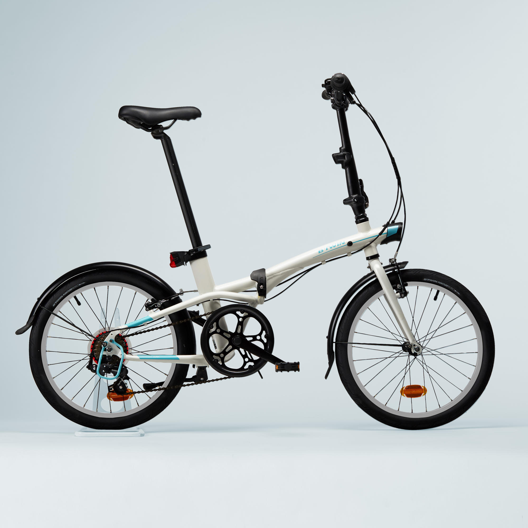 white folding bike