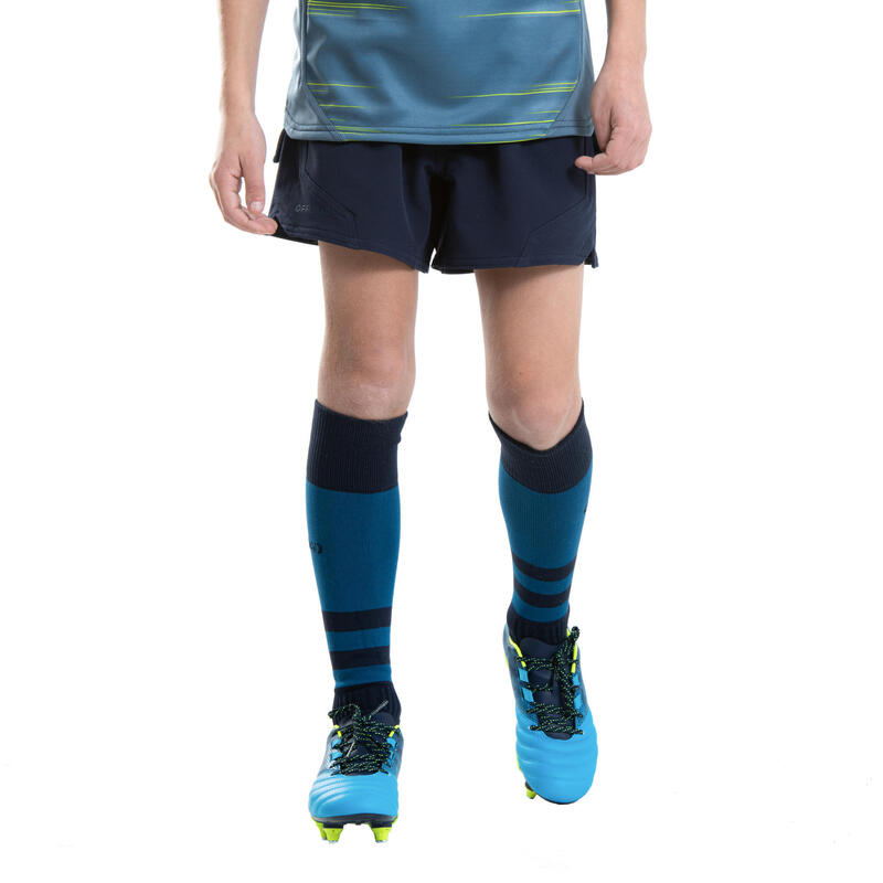 Short rugby junior R500 blu