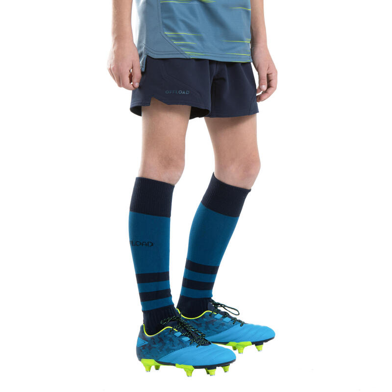 Pantalón corto de Rugby Niños Offload R500 Azul Marino