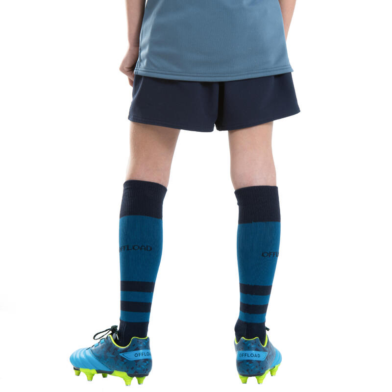 Pantalón corto de Rugby Niños Offload R500 Azul Marino