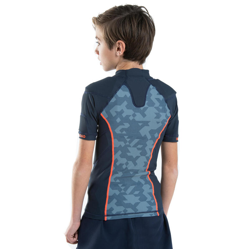 Rugby-Schulterschutz R100 Kinder blau/grau