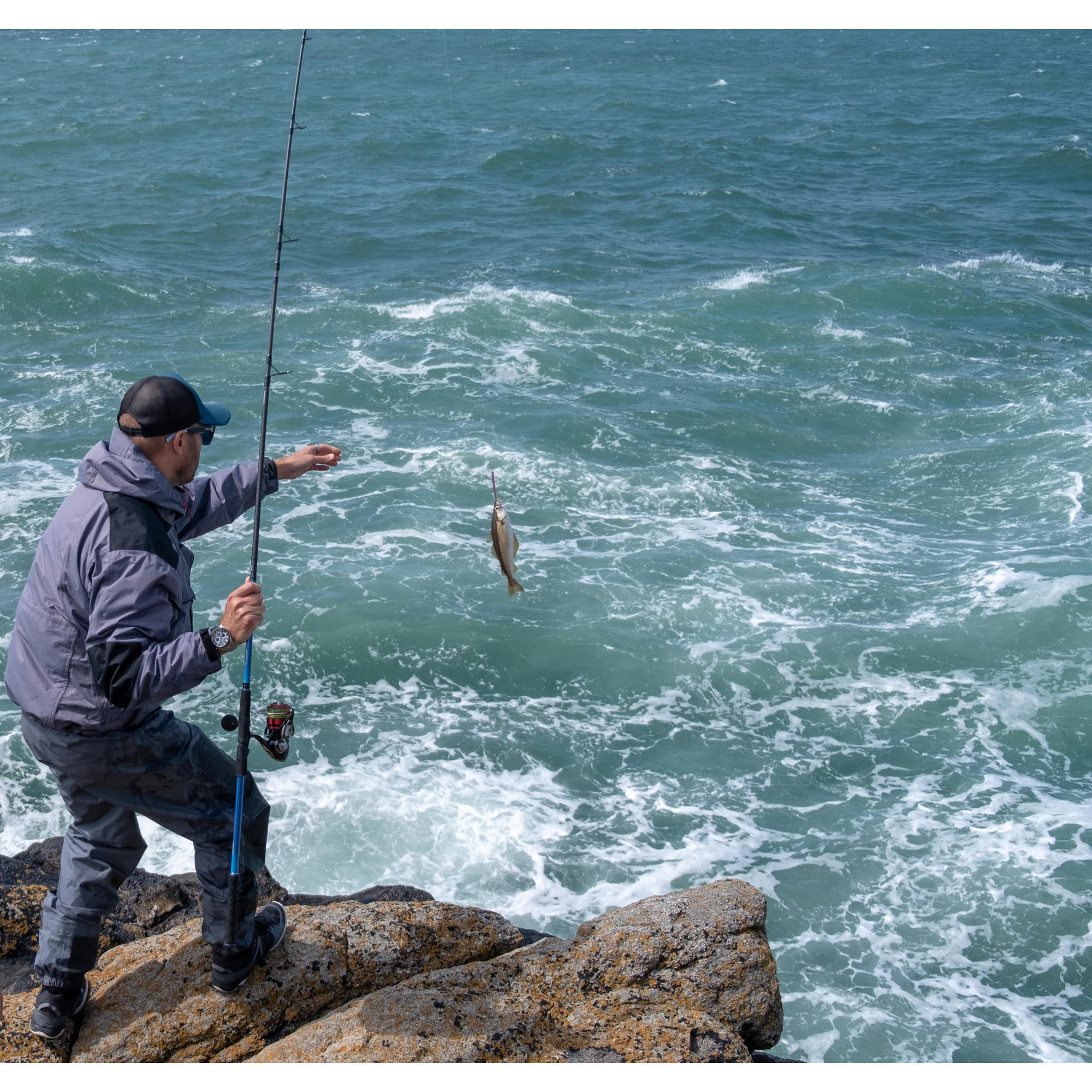 montage canne a peche bord de mer