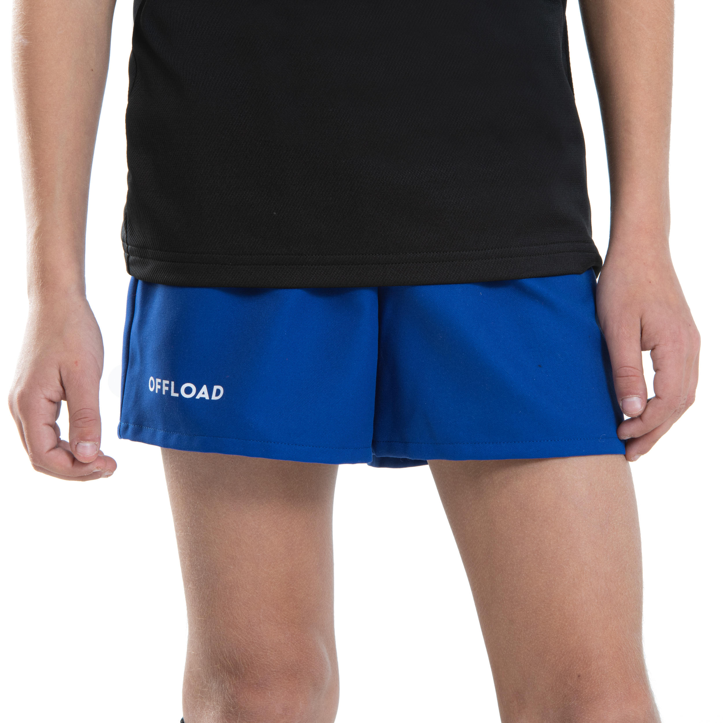 Pantalons curts de rugbi Club Offload R100 sense butxaca júnior blau royal 7/7