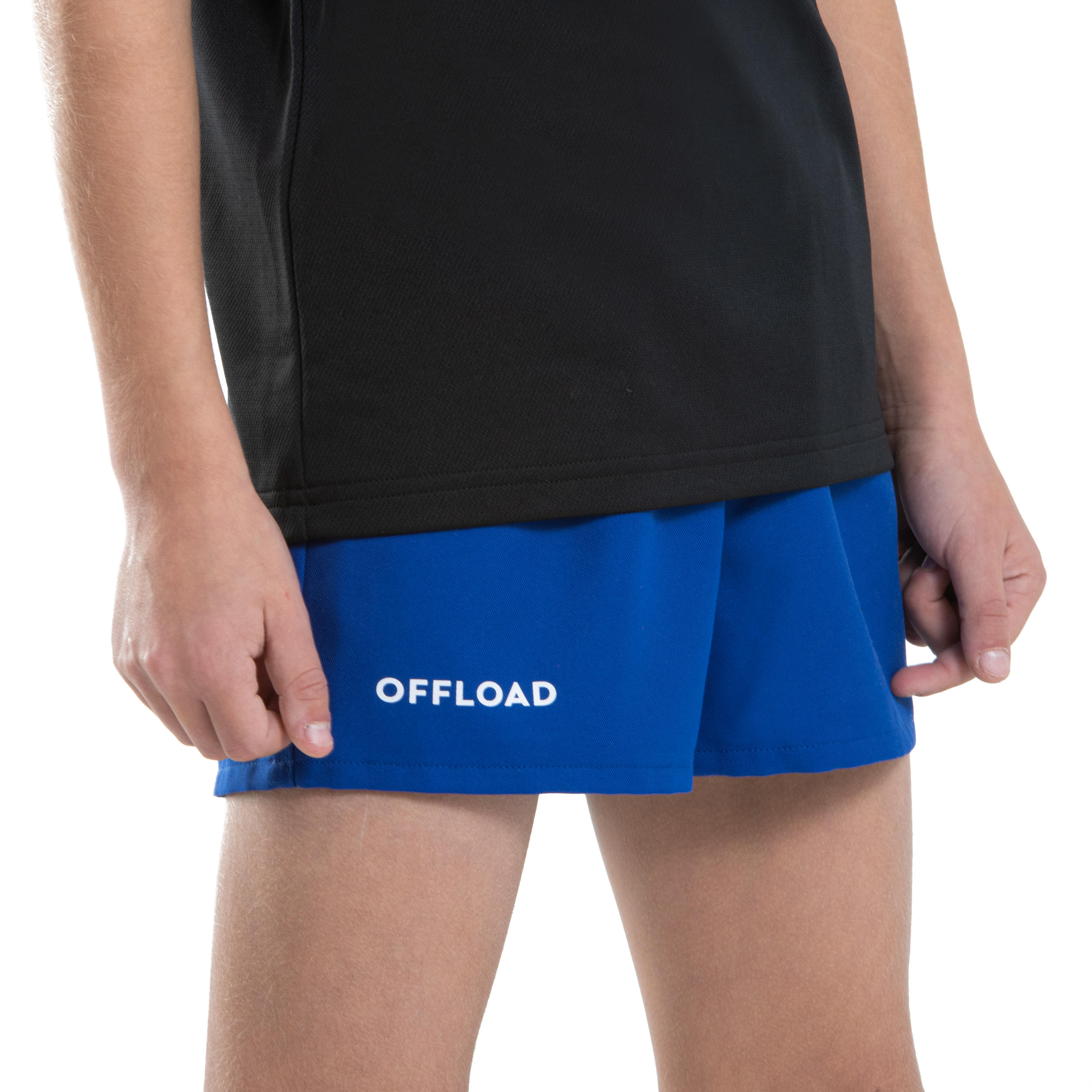 Pantalons curts de rugbi Club Offload R100 sense butxaca júnior blau royal 6/7