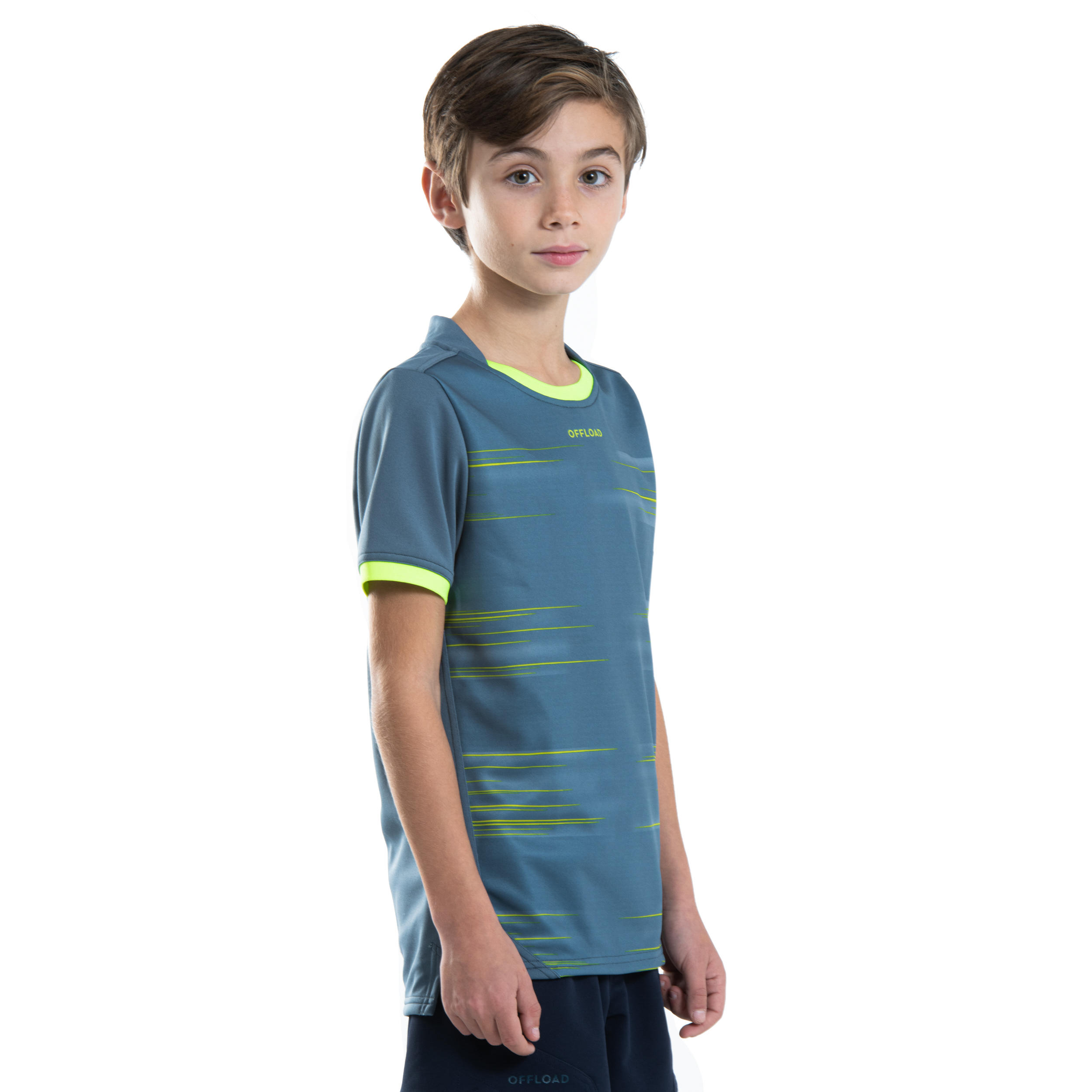 Kids' Short-Sleeved Rugby Shirt R500 - Grey/Yellow 3/11