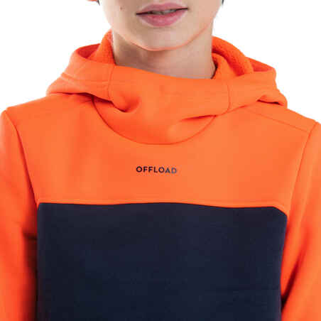 Rugby-Sweatshirt R500 Kinder orange/marineblau