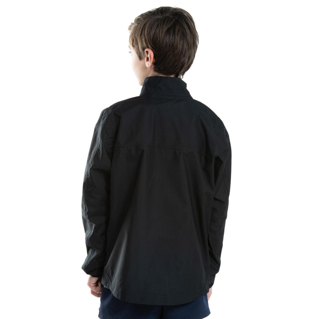 Kids' Rugby Windproof Waterproof Smock Top R500 - Black