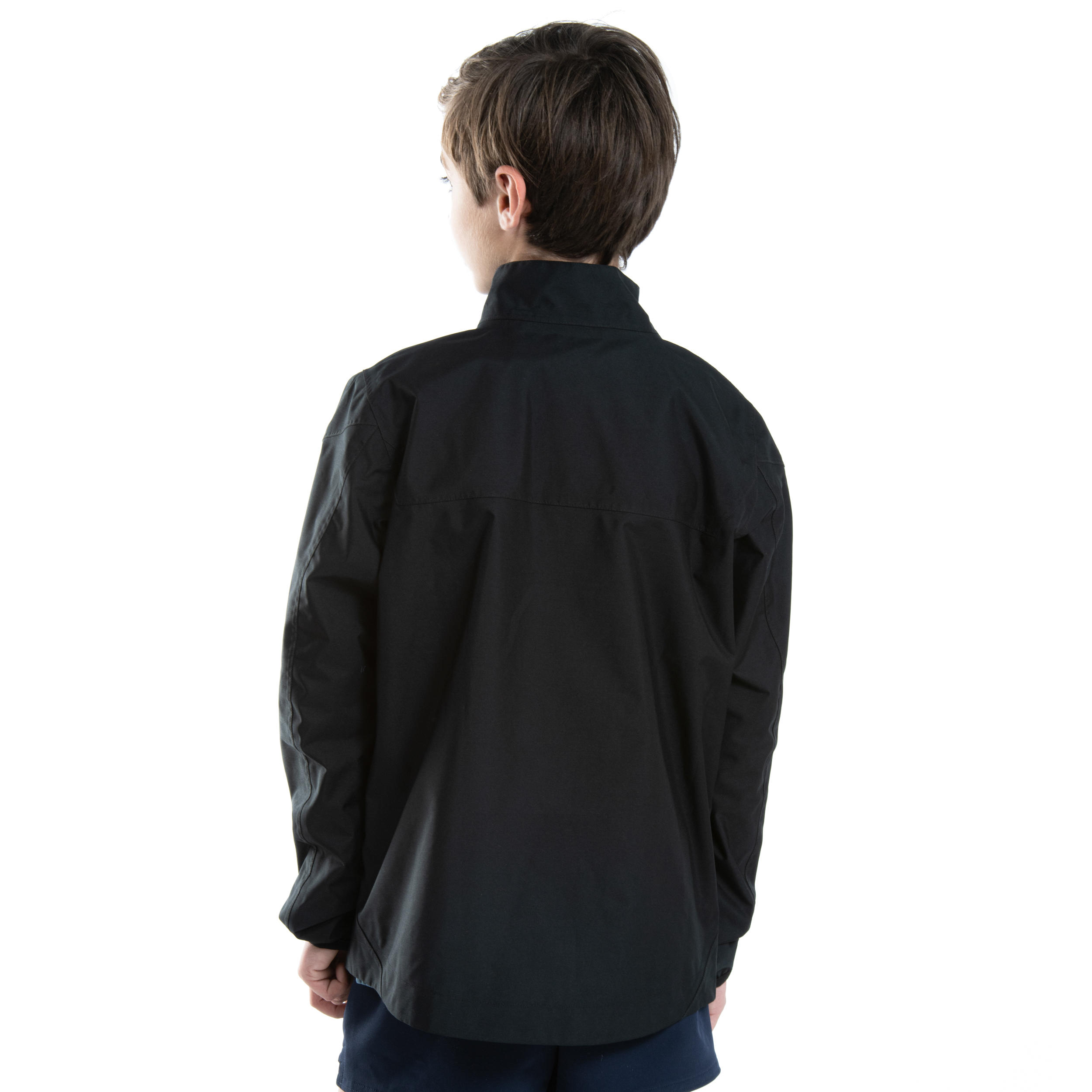 Rugbyshirt Smocktop Rugby R500 wasserdicht Kinder schwarz 9/12