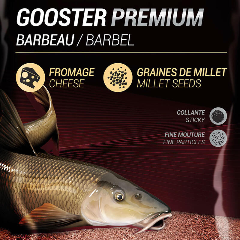 Návnada Gooster Premium Barbeau 1 kg červená