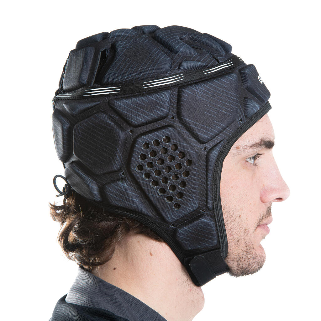 CASCO DE RUGBY PARA NIÑO Y ADULTO R500 NEGRO