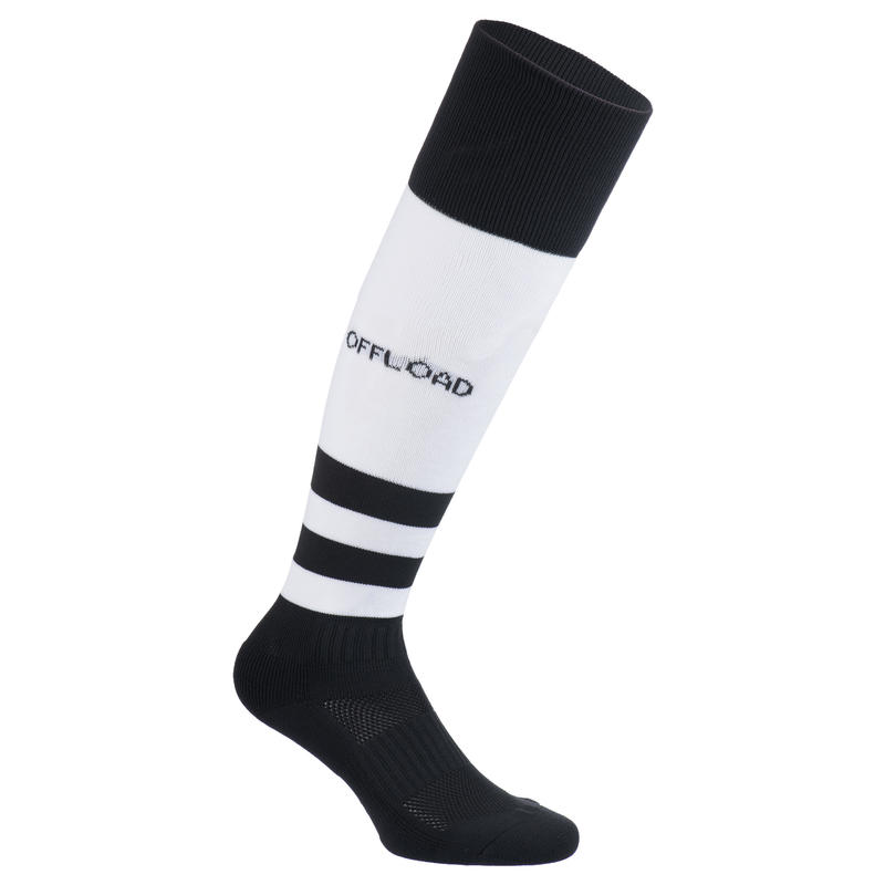 Kids' High Rugby Socks R500 Black/White