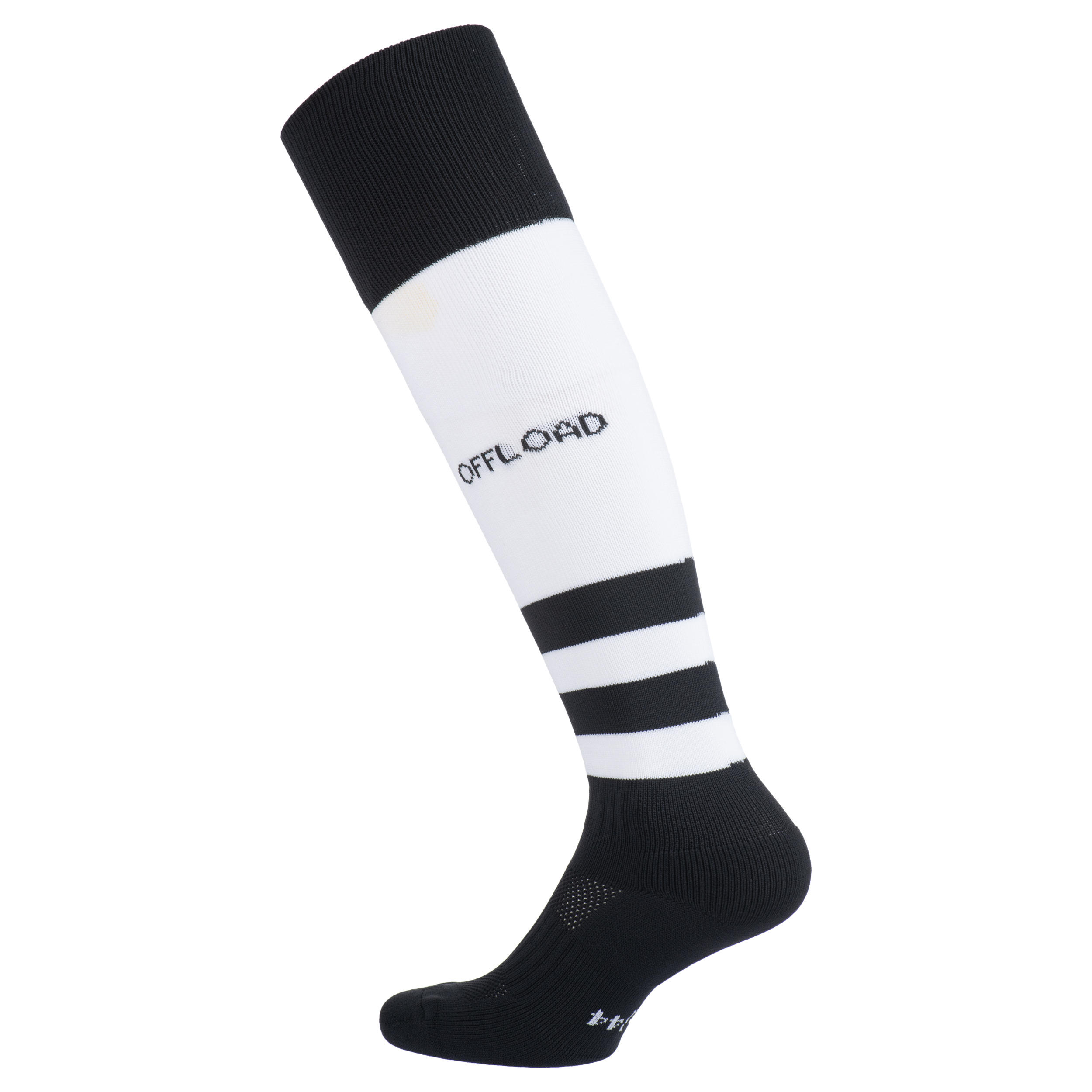 Men's/Women's High Rugby Socks R500 - Black/White 2/5